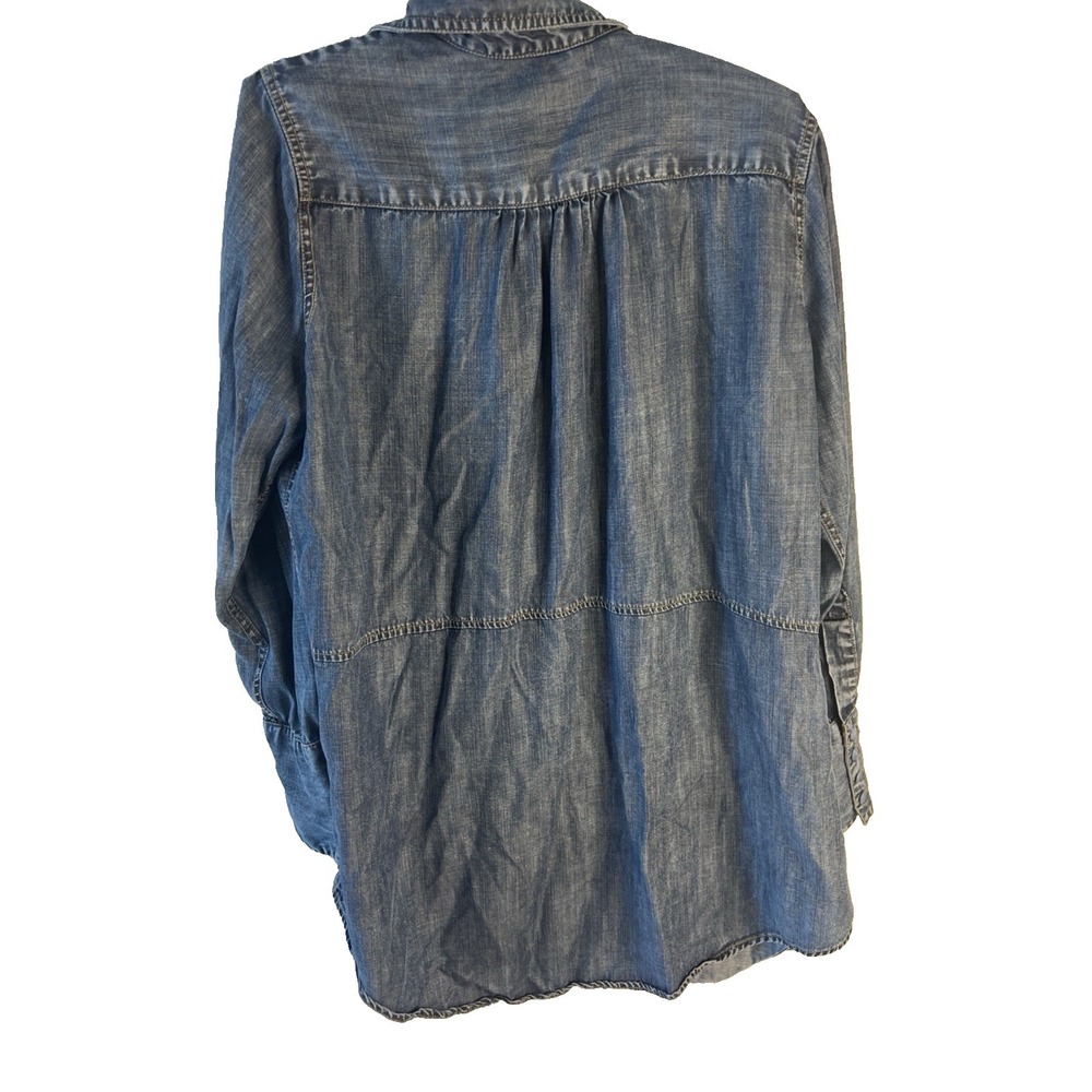 Soft Surroundings Women Denim Tunic Chambray Embroidered Boho Western Shirt L - Picture 2 of 11